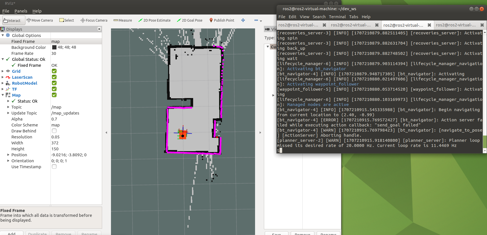 Terminal + RVIZ image sttatched