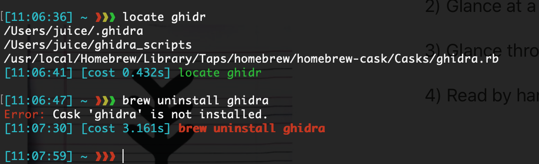 'Cask "Ghidra" is not installed