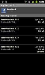 AppMonster backed up AppVersions