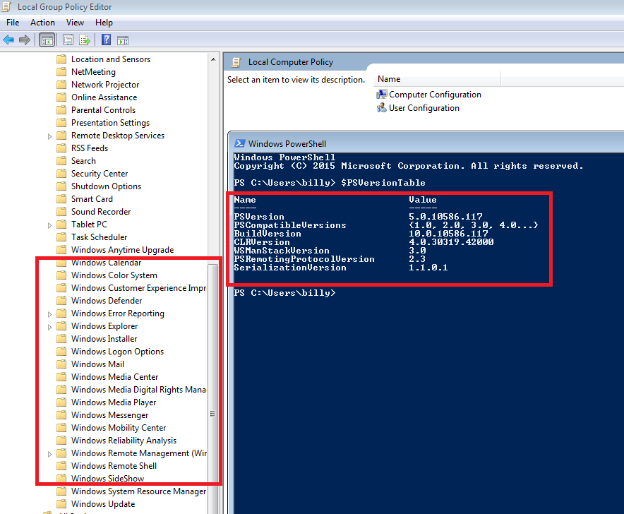 Windows 7 Missing Powershell logging options