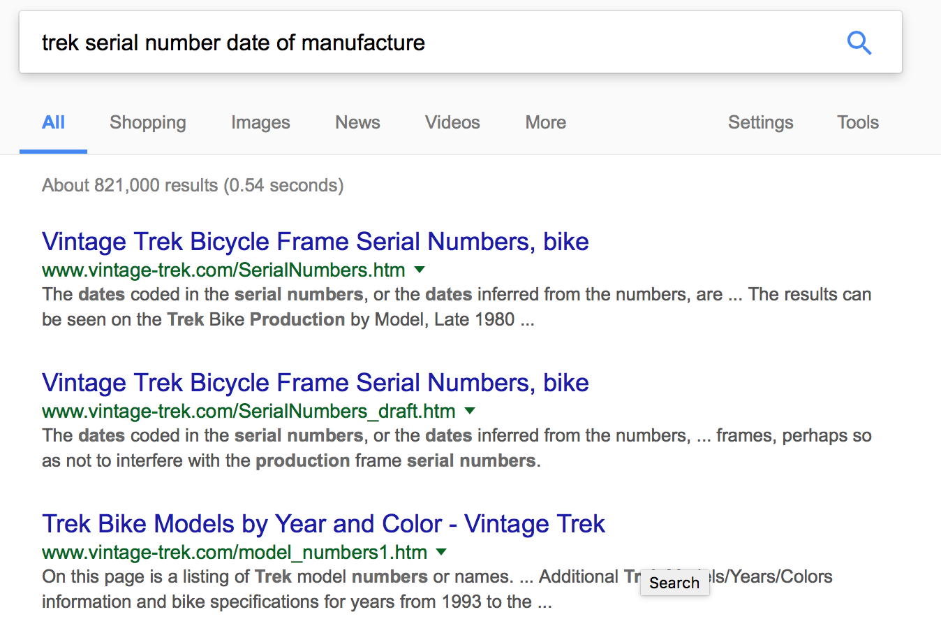 Trek serial number date of manufacture google