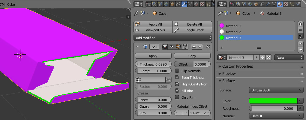 Solidify material index