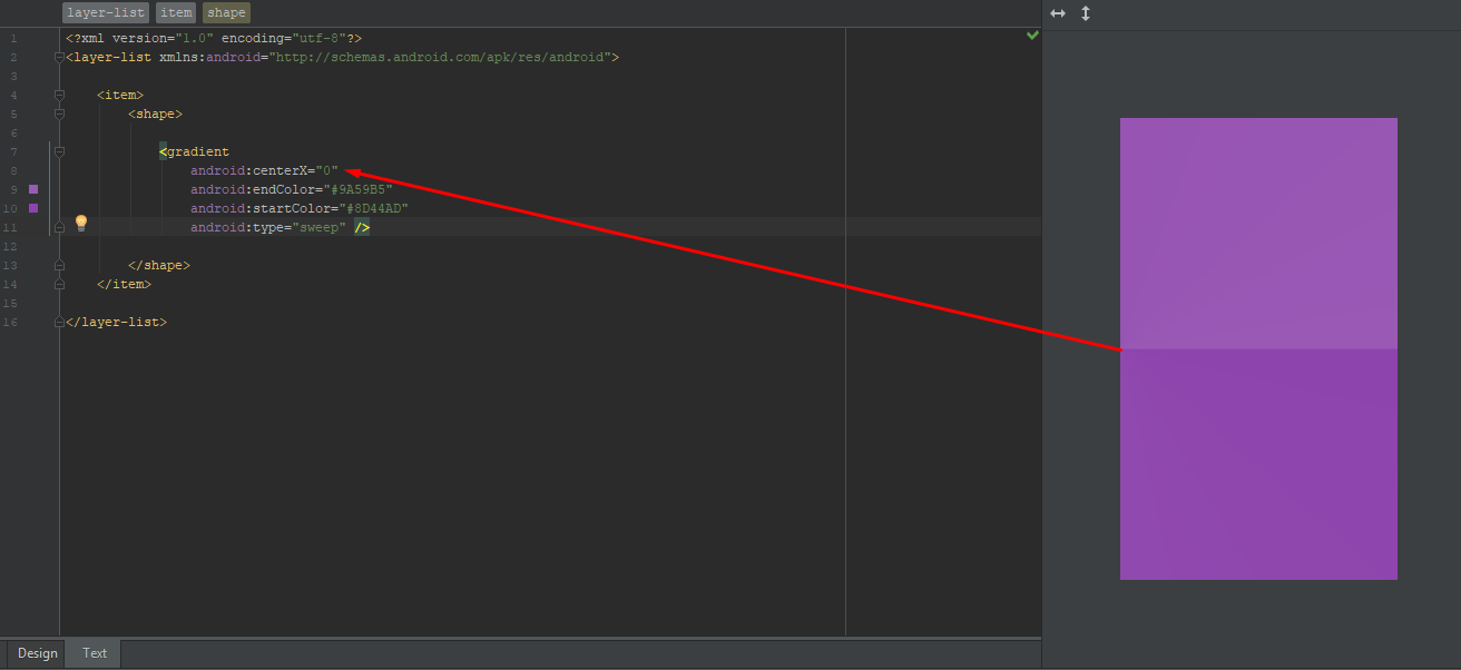 Gradient tipo sweep