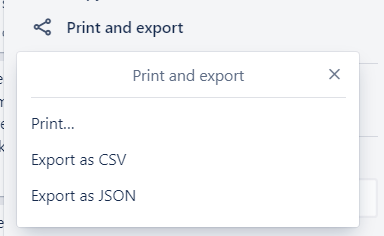 Export menu in Trello