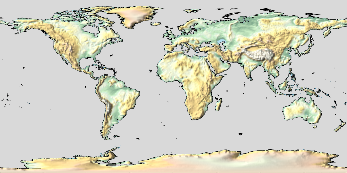 relief map of world's land