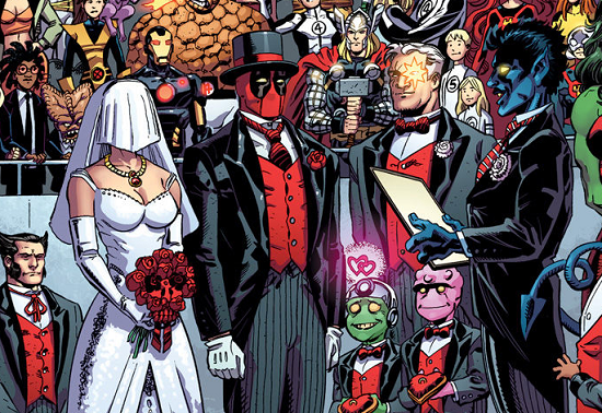 Deadpool wedding close-up