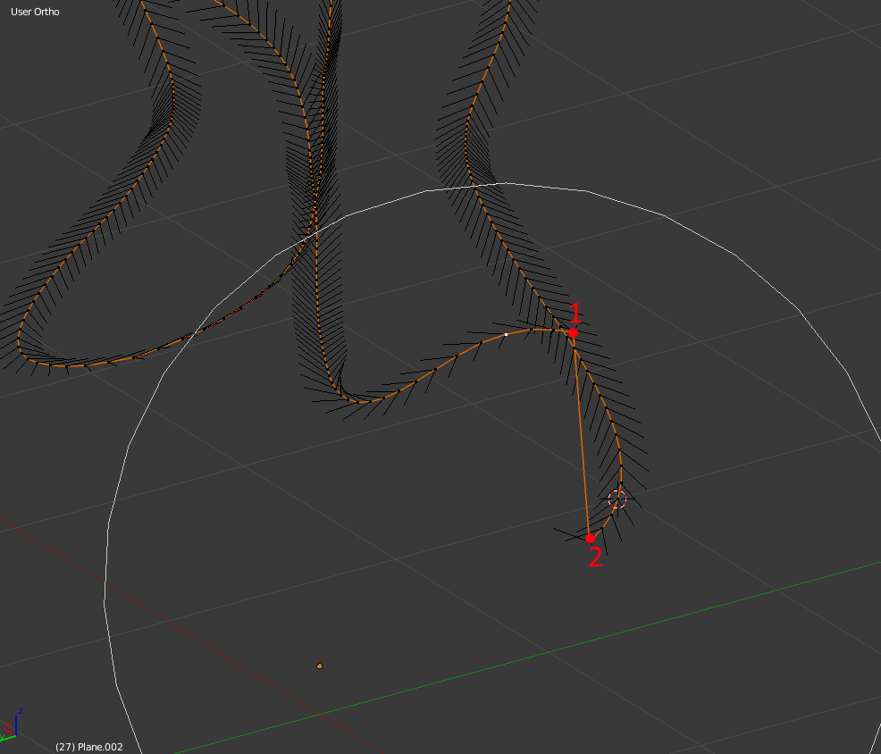 What happens when I drag the selected vertex up. The left of the curve from point 1 moves, but to the right of point 2 is uneffected: