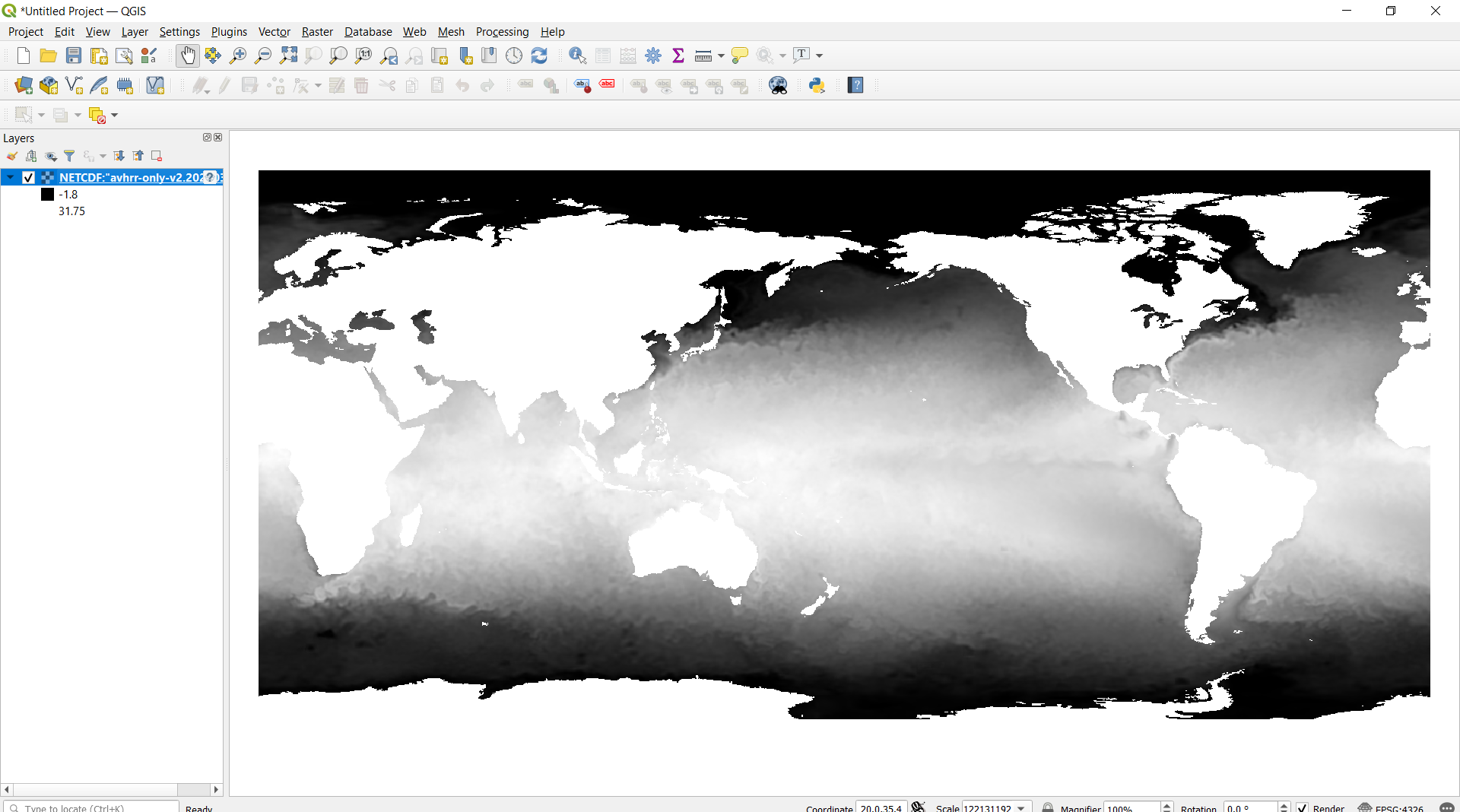 netCDF loaded into layer