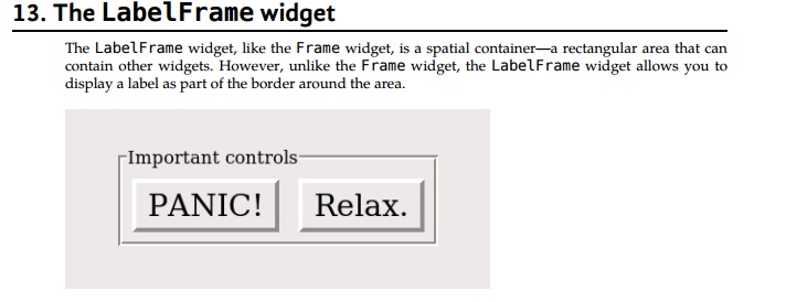 LabelFrame widget