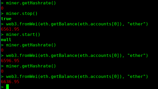 Starting the miner and after, ether is increasing.