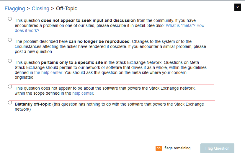 Flagging Off-topic questions