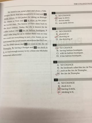 picture of a page of test questions