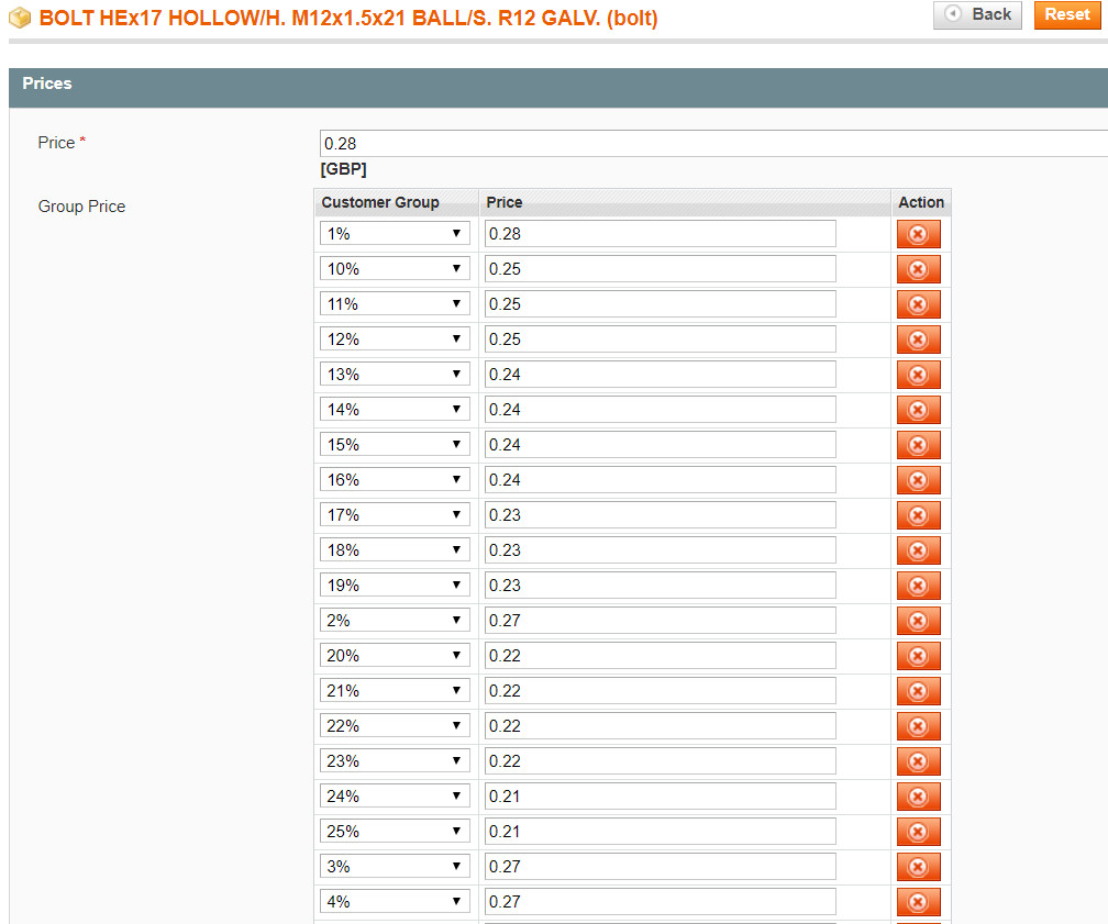 Product price tab