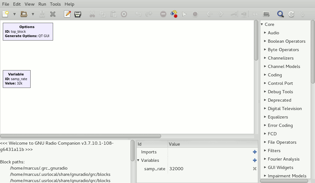 Empty GNU Radio Companion