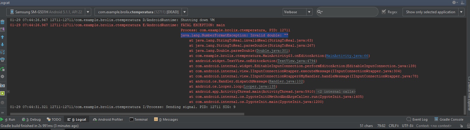 Error logcat Android Studio