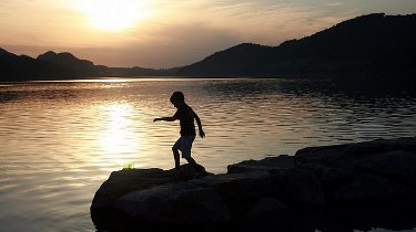 Sunset on Fuschlsee, near Salzburg, Austria.