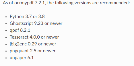 requirements for ocrmypdf