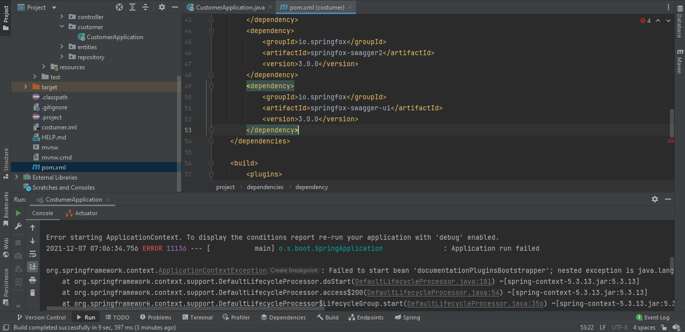 Error generado en IntelliJ Idea de jetbrains