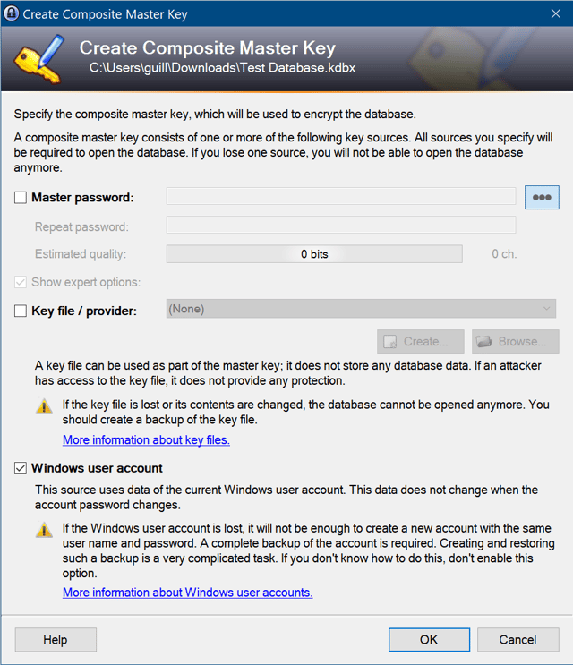KeepPass "Windows User Account" option