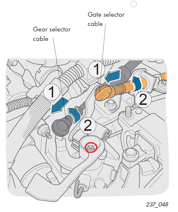 While tightening the bolt (marked in red circle) to connect the Gear shift lever on the selector shaft, the bolt has off or snapped.