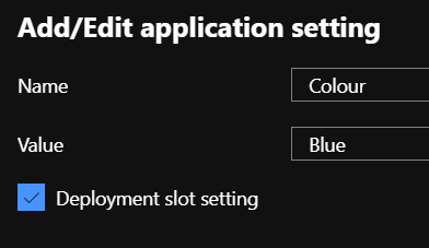 Deployment slot setting