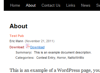 Example output of WP Publication Archive