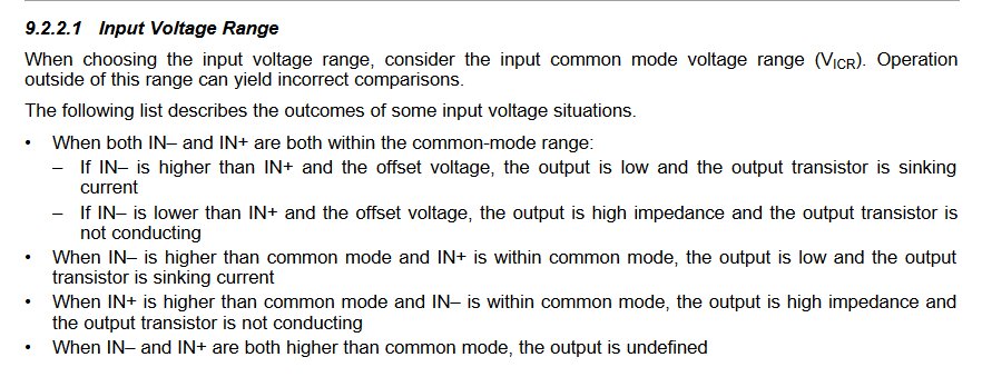 comparator voltage range