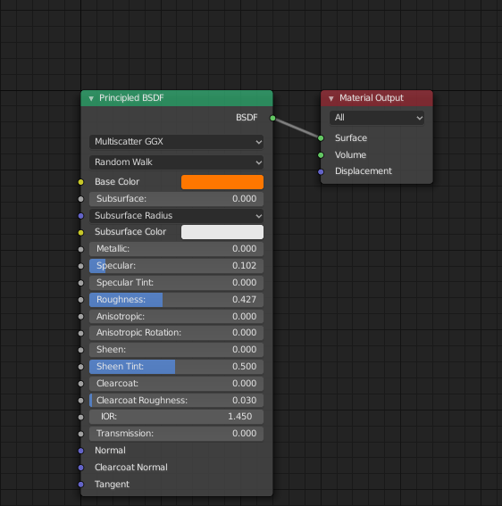 orange material node