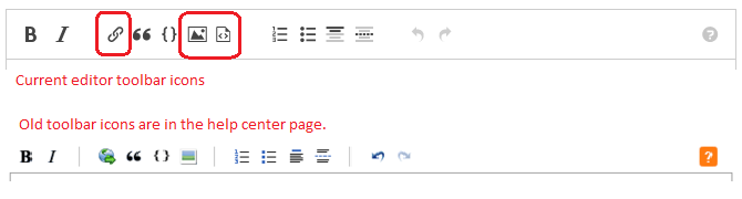 Current toolbar icons need to be update in help center page