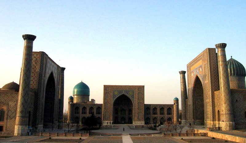 The Registan in Samarkand at sunset