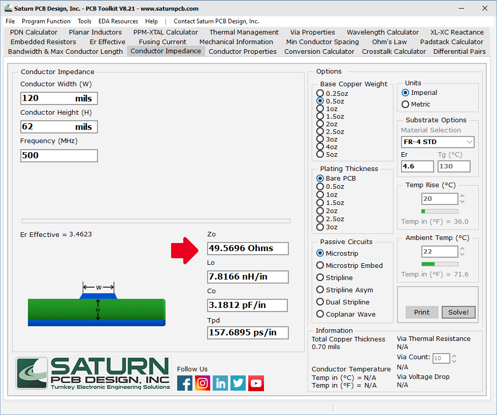 Screenshot from Saturn PCB toolkit