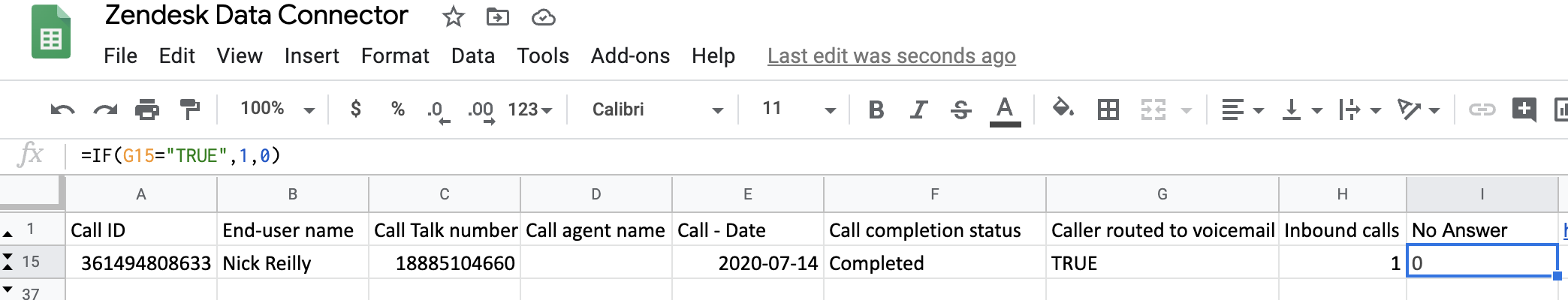 Google Sheet Screenshot