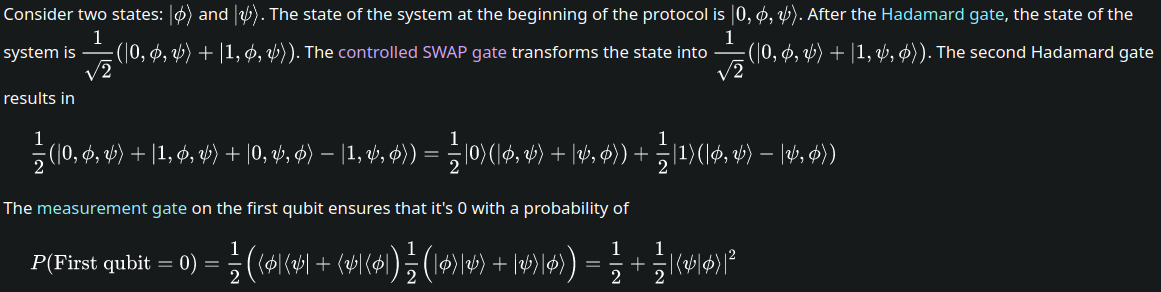 Swap test explanation