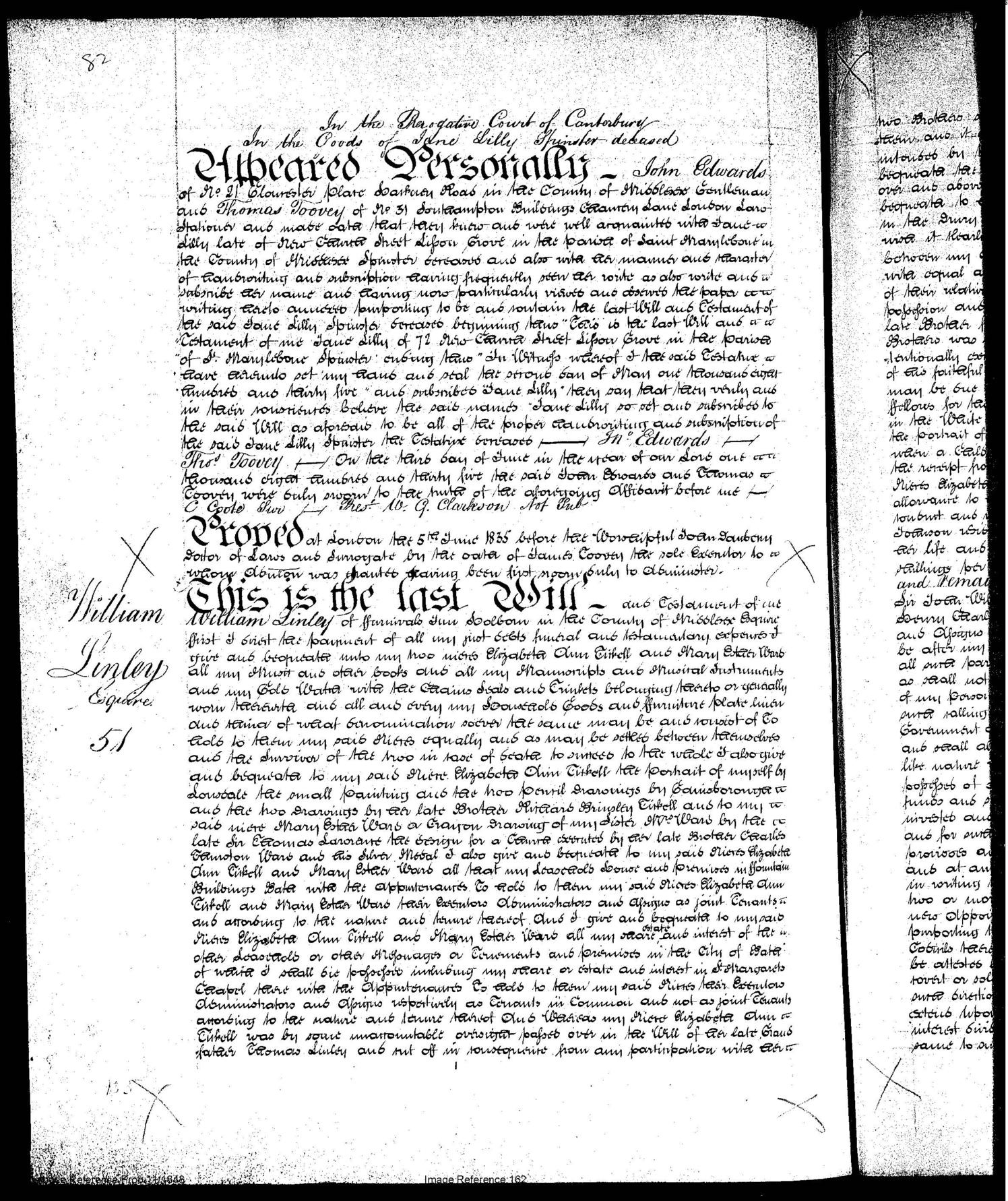 Image is page 1 of William Linleys will