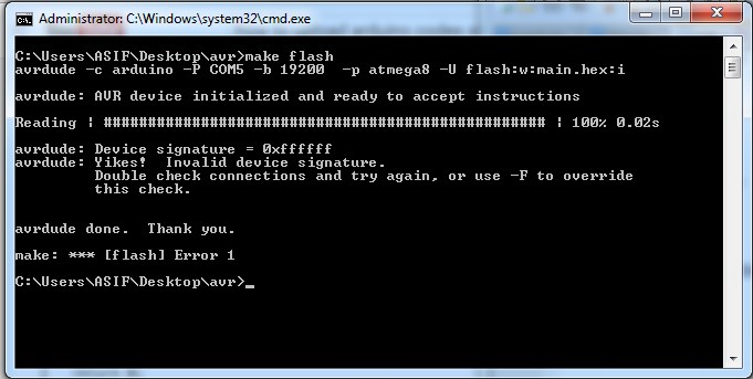 avrdude error - 1