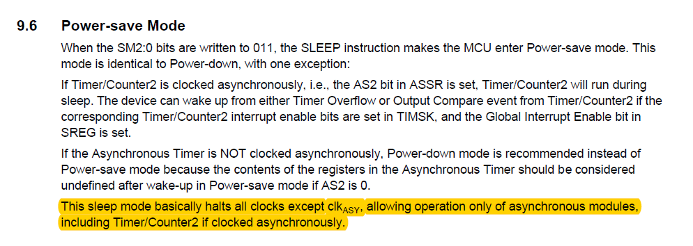 power save mode description in datasheet 