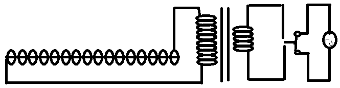 L-R.. Solenoid, Step Up transformer, Plug key, AC source.