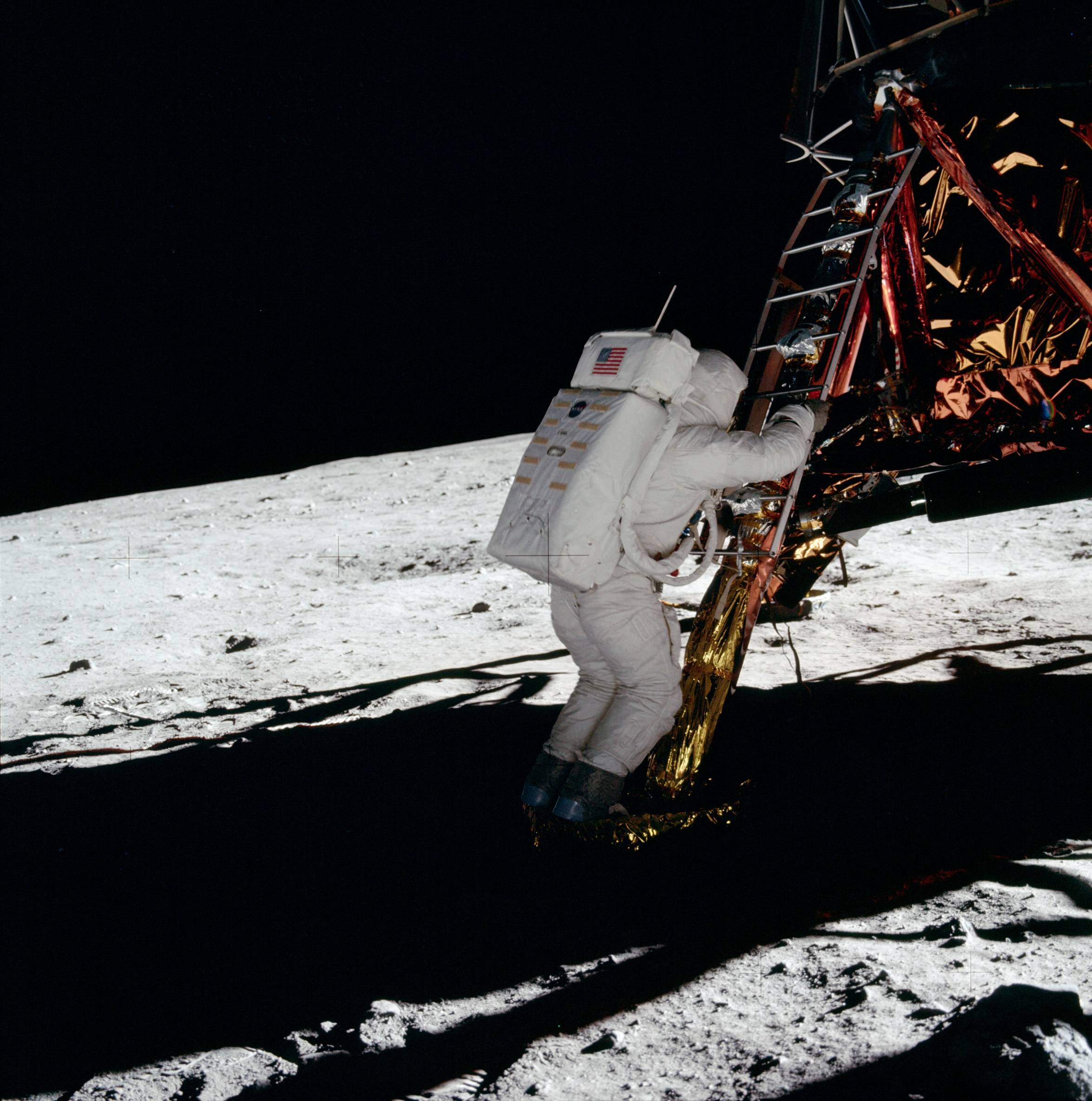 NASA photo AS11-40-5869; Buzz Aldrin in the moon