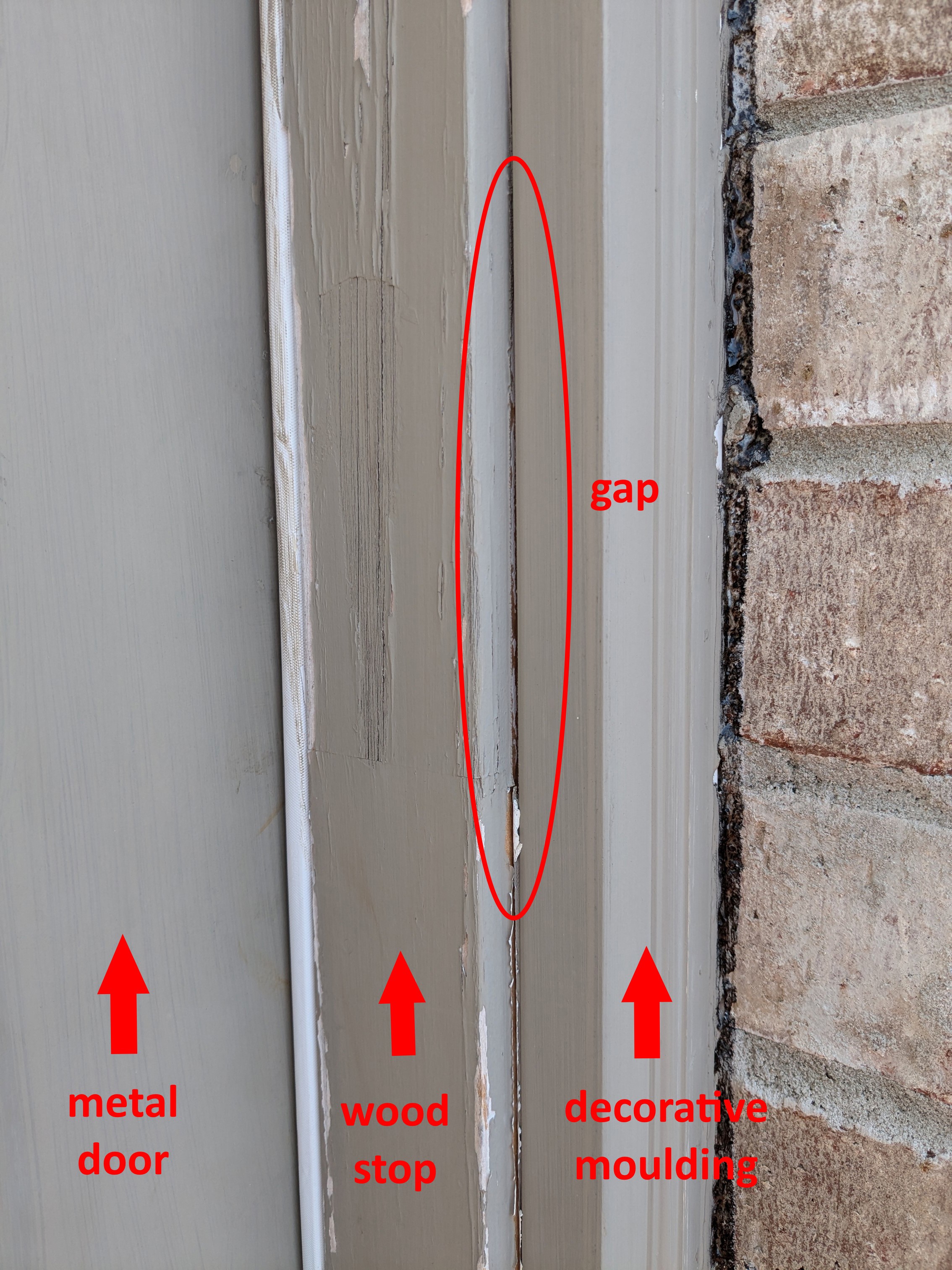 close-up photo of door frame and gap