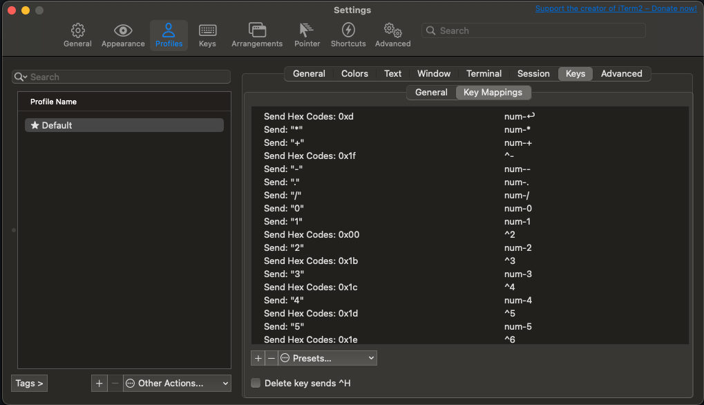 profile key mappings