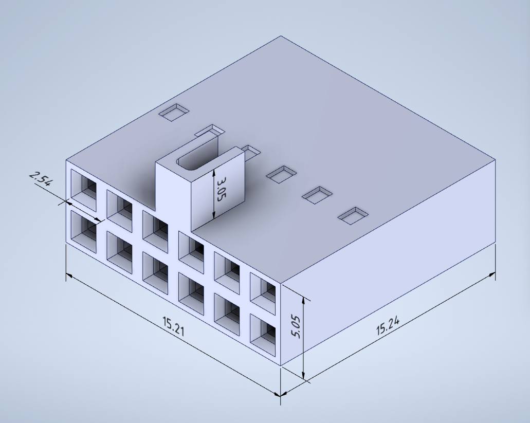 Connector, all dimensions in mm