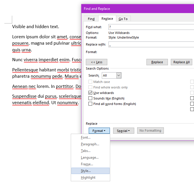 Microsoft Word Search and Replace with Style and Wildcard