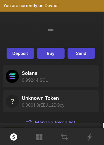 Phantom wallet without token name