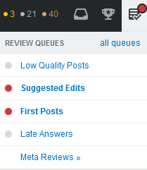 Red and grey dots in review menu