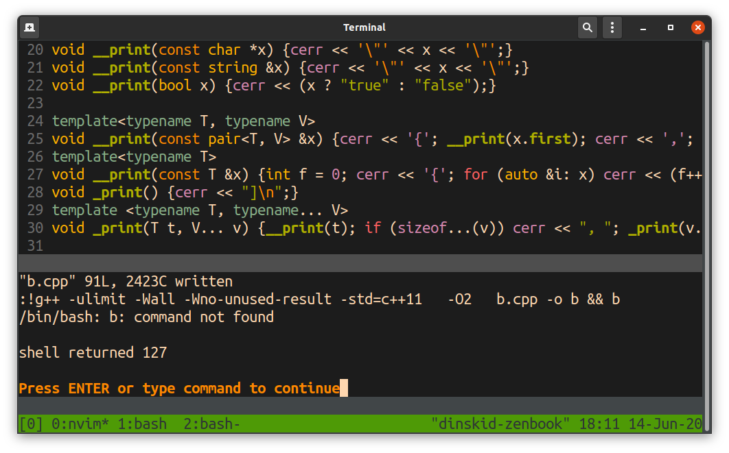 neovim output