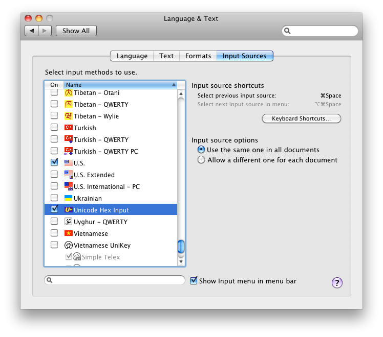 Select Unicode Hex Input from the list of Input Sources in the Language & Text preference pane.