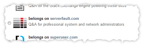 The appearance of the "belongs on serverfault.com" option on Stack Overflow