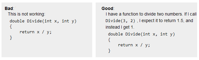 Examples of good/bad code