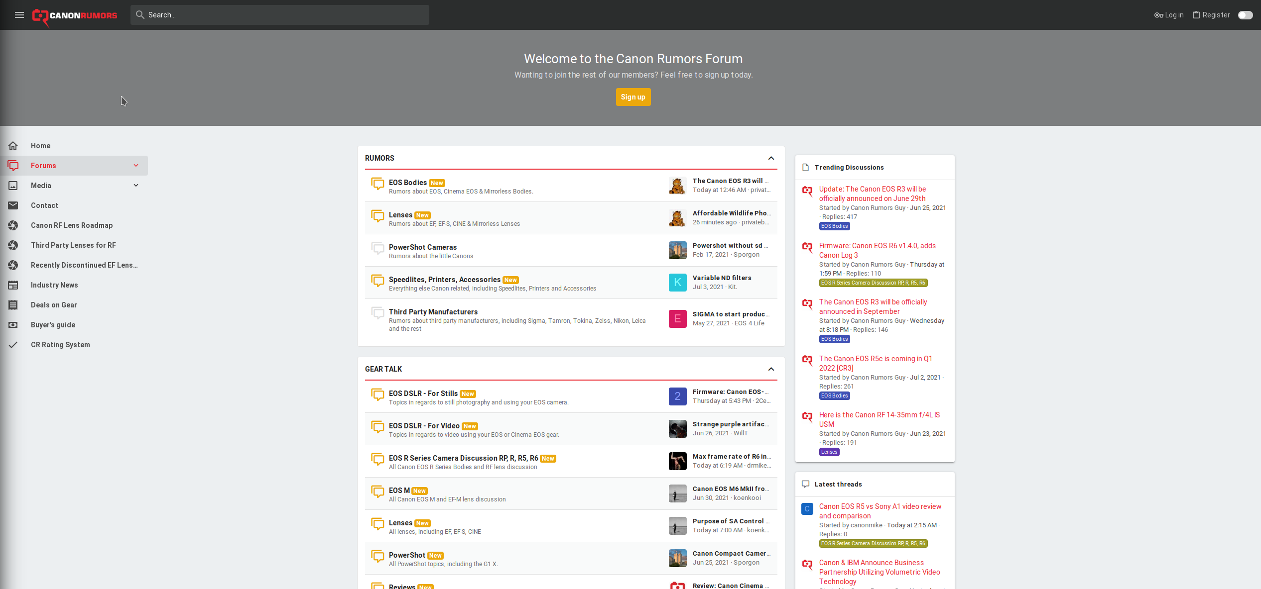 image showing the canonrumors forums without any ads