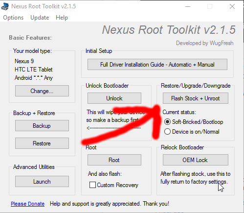 Nexus Root Toolkit window